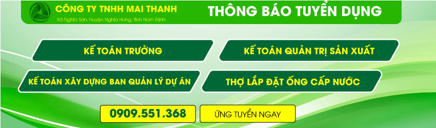 Công ty Mai Thanh tuyển dụng tháng 10-2024